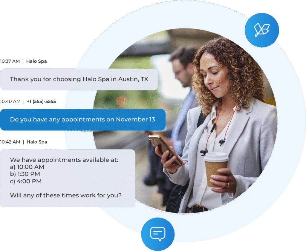 SMS conversation view in TrueLark Dashboard