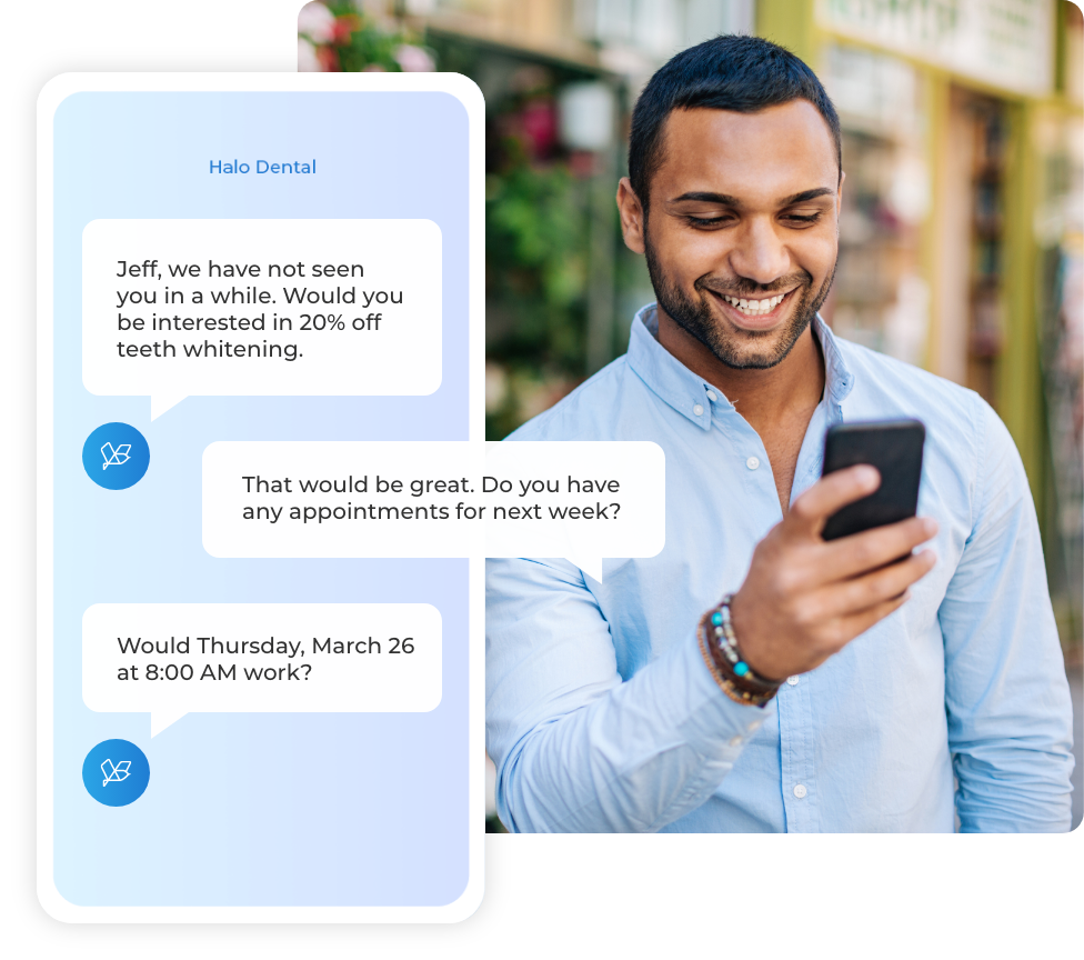 Man texting with AI Agent